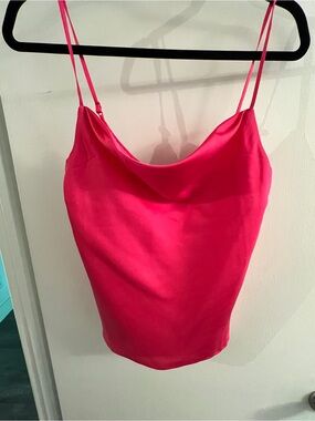 superdown Hot Pink Satin Cowl Neck Camisole